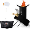 Rocket Stove for Camping Heavy Duty Wood Burning Stove with Adjustable Legs, Portable Wood Burning Fire Camping Stove, Cooking Camping Grilling Outdoor Backyard BBQ Stove with Storage Bag, Rod, Gloves