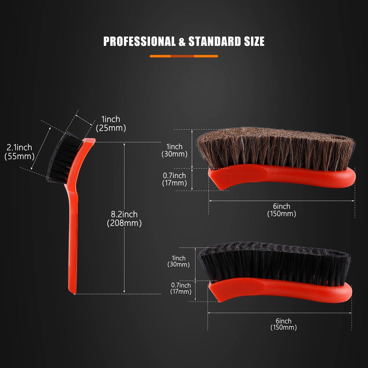 SPTA 3Pcs Car Detailing Brush Kit, Leather & Textile Interior Brush, Comfortable Grip and Scratch-Free Cleaning for Dashboard, Wheels, Seats, Foot Mats and Small Areas, Black