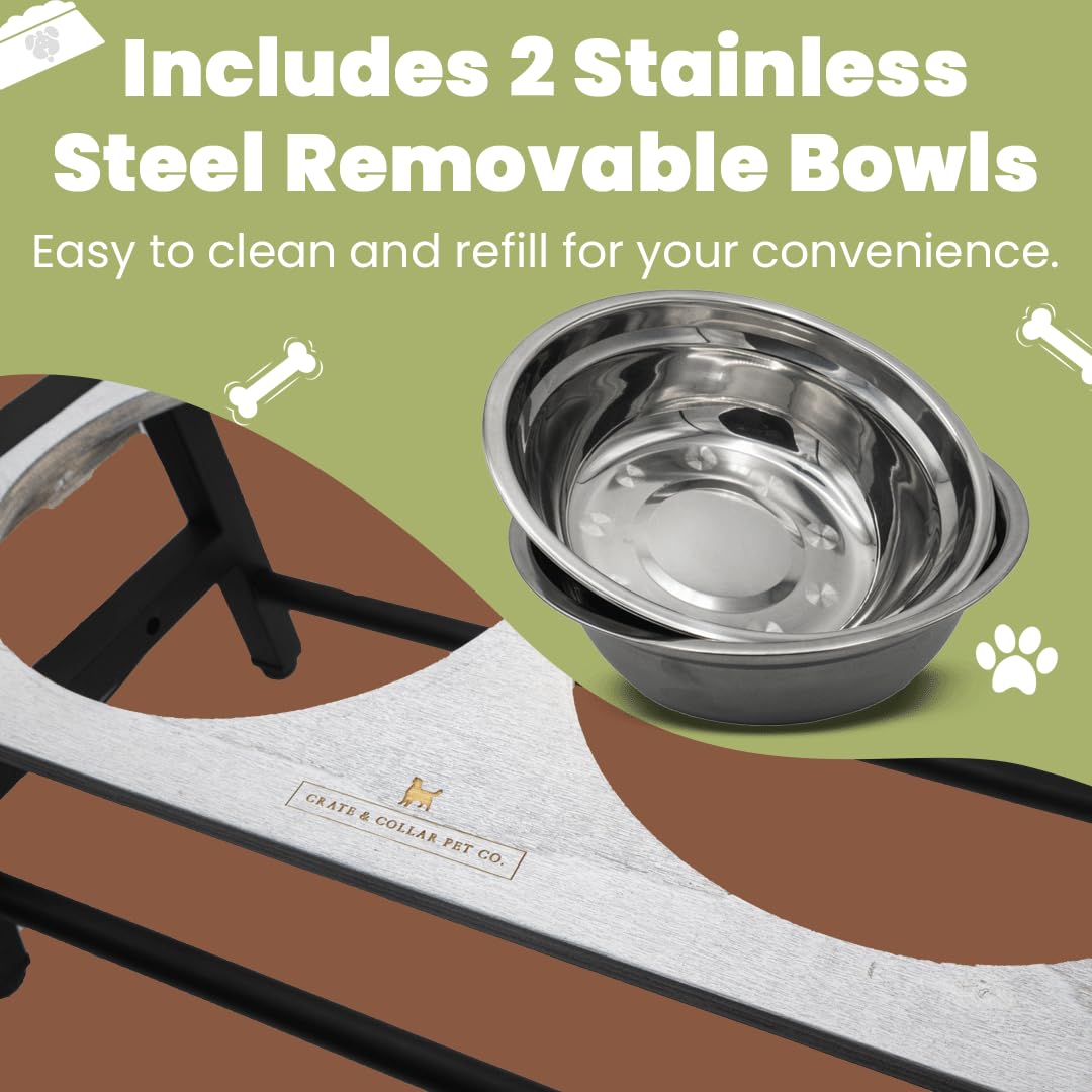 Elevated and Raised Dog Bowl Stand with 2 Stainless Steel Bowls Included- 3 Height Adjustable Dog Food Stand - Multi Slow Feeder Bowls Included