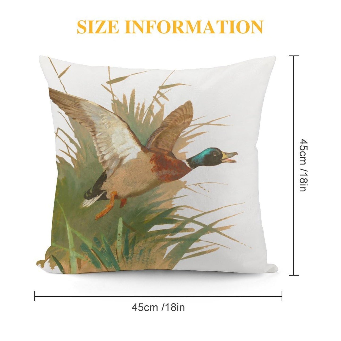 Mallard Duck Luxury Velvet Pillow Cover 18x18 Inch Decorative Cushion Cases with Unique Bright Prints - Soft Comfortable & Hypoallergenic - Perfect for Sofa Bed and Home Decor