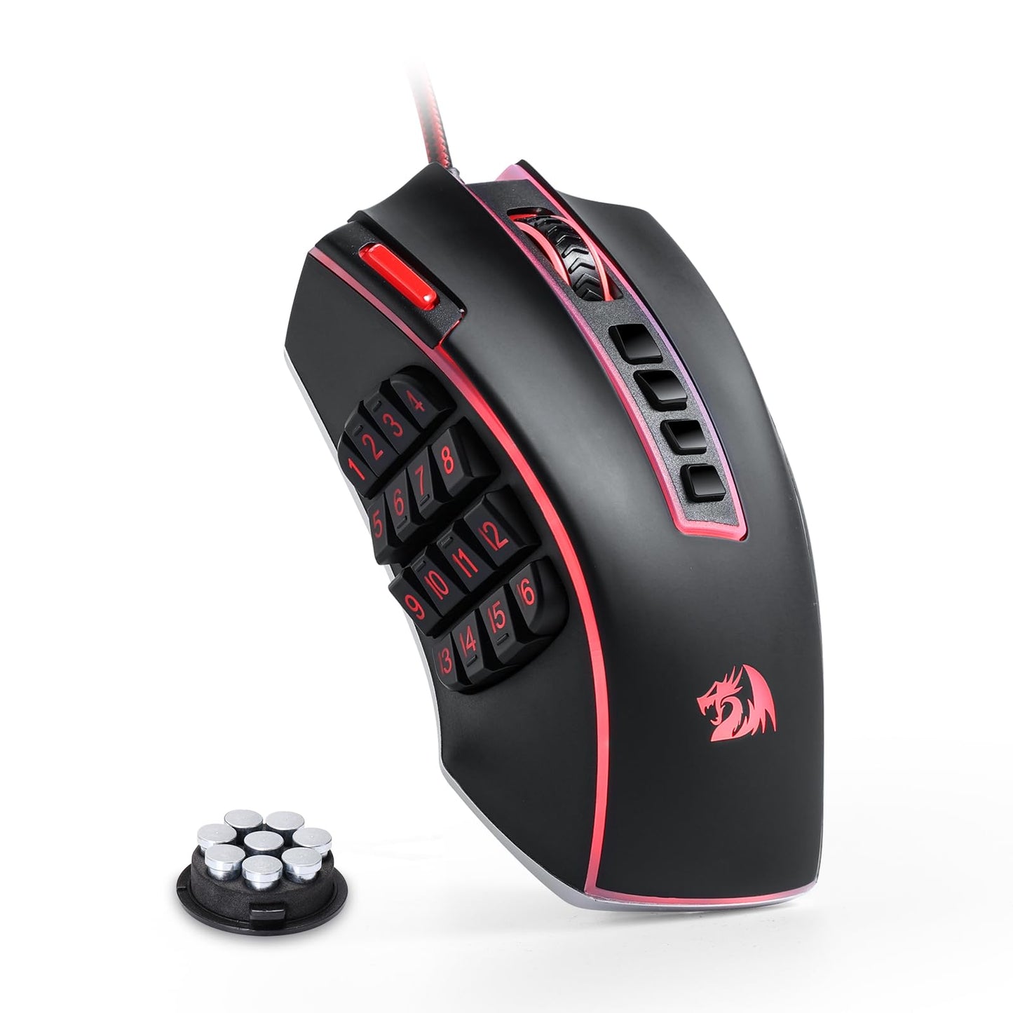 Redragon M908 Impact RGB LED MMO Gaming Mouse with 12 Side Buttons, Optical Wired Ergonomic Mouse with Max 12,400DPI, High Precision, 18 Programmable Macro Shortcuts, Comfort Grip
