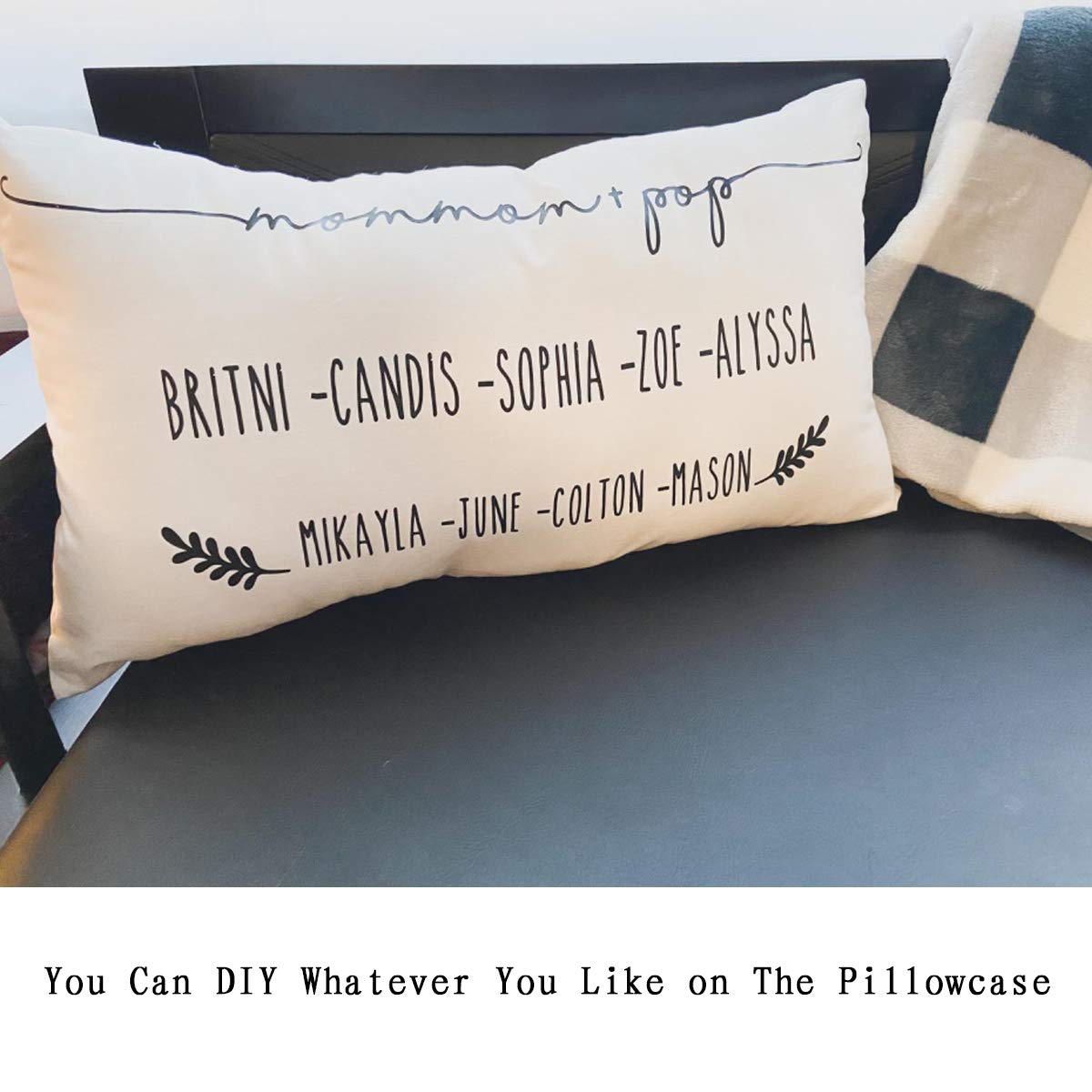 Thmyo 4-Pack 100% Cotton Lumbar Comfortable Solid Decorative Throw Pillow Case Rectangle Cushion Cover DIY Pillowcases for Sofa Bed(Only Covers,Not Pillows)(12x20inch/30x50cm,White)