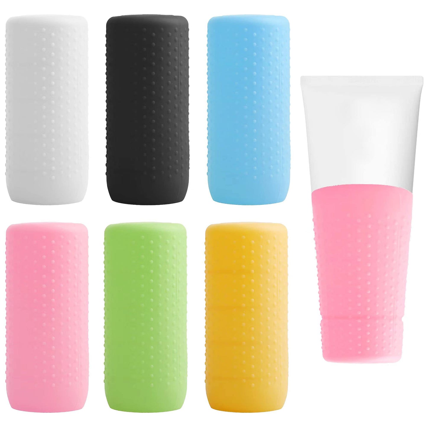 6 PCS PCS Silicone Bottle Sleeves for Travel Toiletries,Leak-Proof Covers,Cruise Essentials for Women and Men,Travel Must-Haves,Colorful Elastic Sleeves