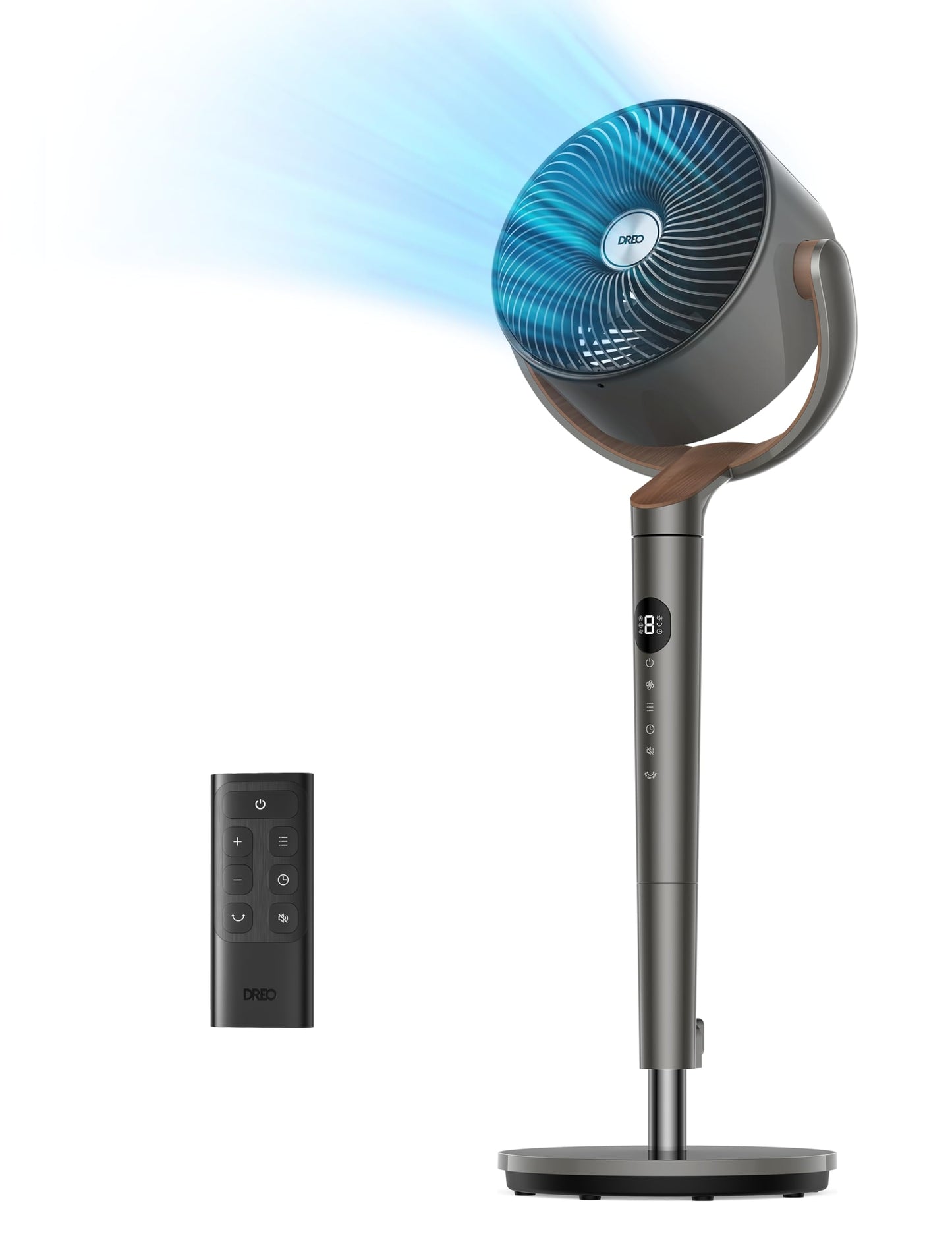 Dreo Fan for Bedroom, 120Β° Oscillating Standing Fans,Quiet Floor Fan with DC Motor, 85ft Pedestal Fans for Room,8 Speeds, 3 modes, 20dB, 120Β° Manual Vertical, 35-40" Adjustable Height, 8H Timer,Grey