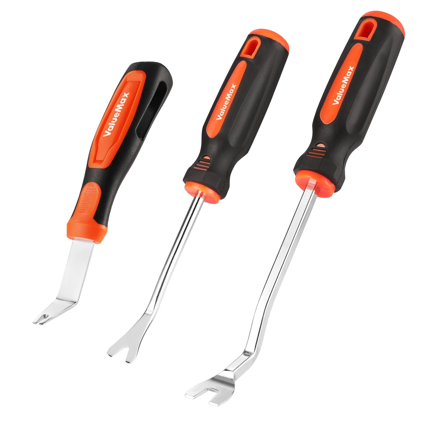 VALUEMAX 3Pcs Trim Removal Tool and Staple Remover Set, Heavy Duty Pry Tool Clip Removal Tool Staple Puller, Upholstery Tools for Removing Staples, Tacks, Auto Clip Fasteners, Door Panel, Dashboard