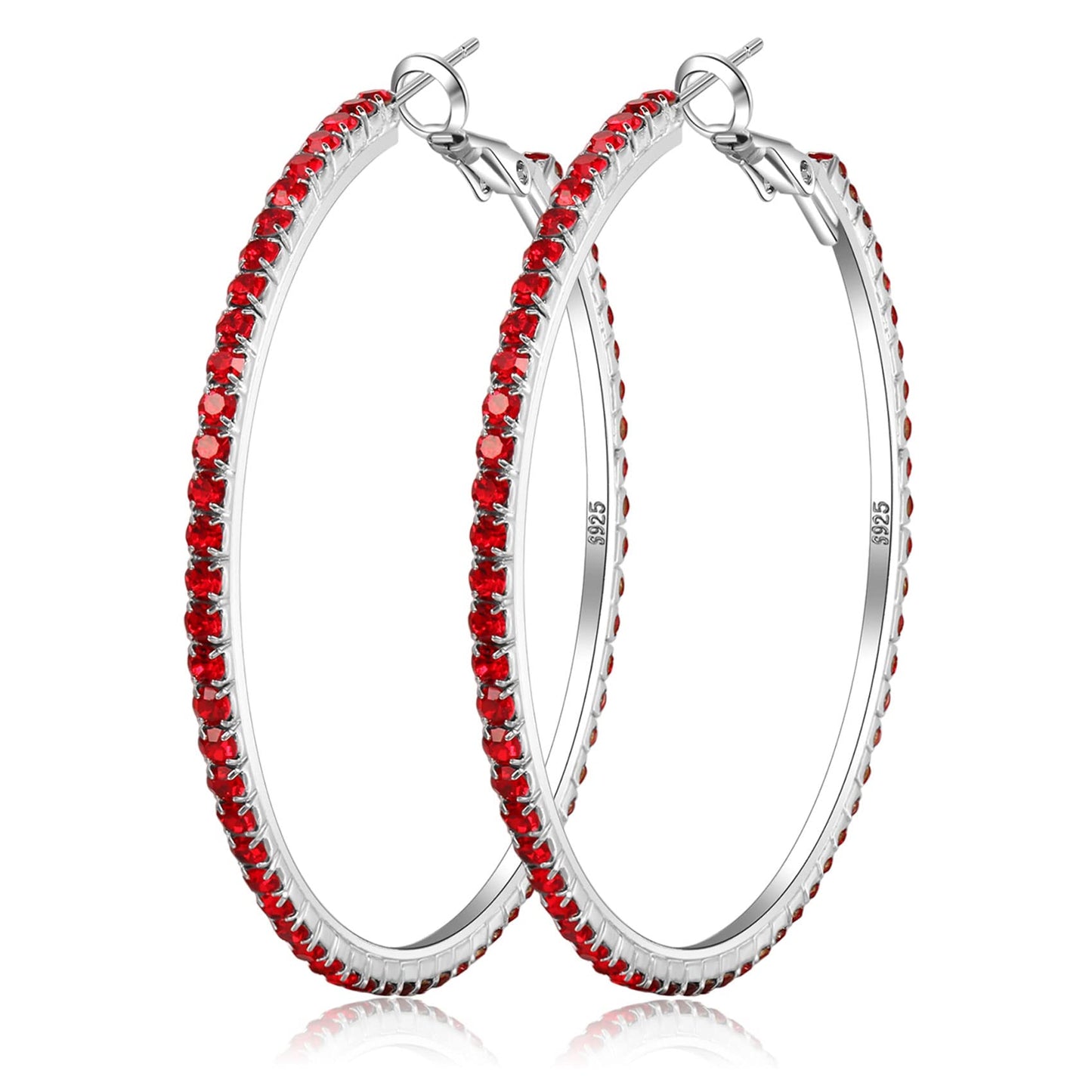 MOROTOLE 14K Gold Rhinestone Hoop Earrings - Fashion Thin Big Hoops, Hypoallergenic, 20/30/40/50/60/70mm