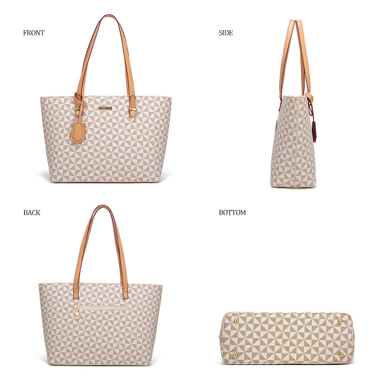 Women Fashion Synthetic Leather Handbags Tote Bag Shoulder Bag Top Handle Satchel Purse Set 4pcs