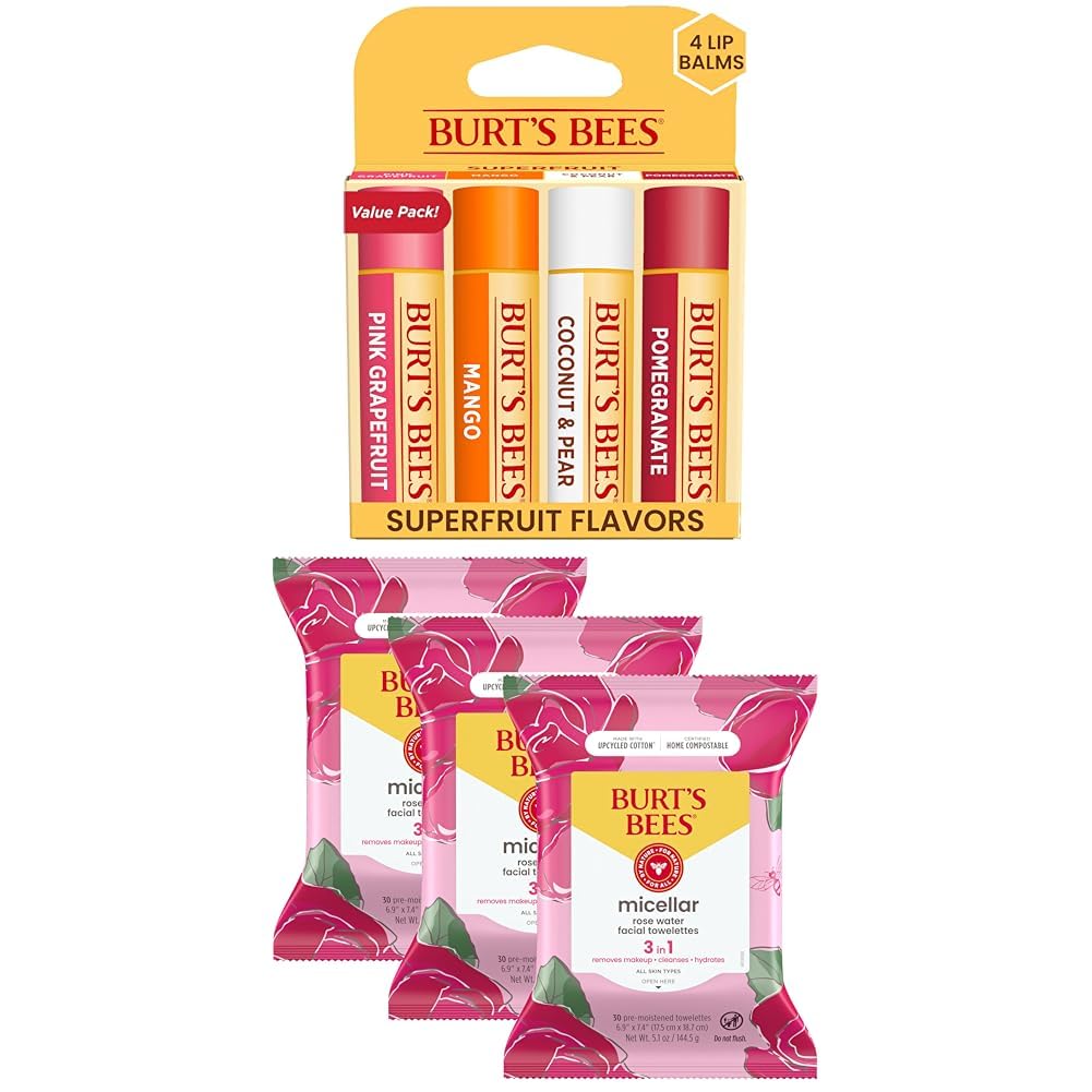 Burt's Bees Coconut & Lotus Face Wipes, for All Skin Types, Micellar Makeup Remover & Facial Cleansing Towelettes, 30 Ct. (3-Pack)