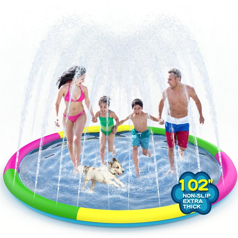 Growsland Splash Pad for Toddlers, Outdoor Sprinkler for Kids, 67" Summer Water Toys Inflatable Wading Baby Pool Fun Gifts for 3 4 5 6 7 8 9 Years Old Boy Girl Backyard Garden Lawn Outdoor Games