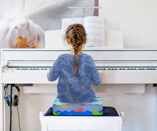 Toddler Booster Seat for Dining Table, 4inch Toddler Cushion, Portable Booster Seats Baby, Adjustable Kids Chair Heightening Booster, Washable Chair Seat Pad Mat for Kids. (Blue)