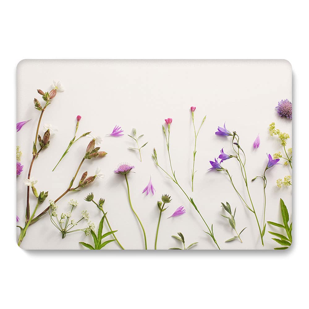 Case Compatible with MacBook Pro 13 Inch 2015 2014 2013 2012 Model A1502 & A1425, Plastic Hard Shell Protective Case with Keyboard Cover for Mac Pro Retina 13 Old Version - Purple Flower