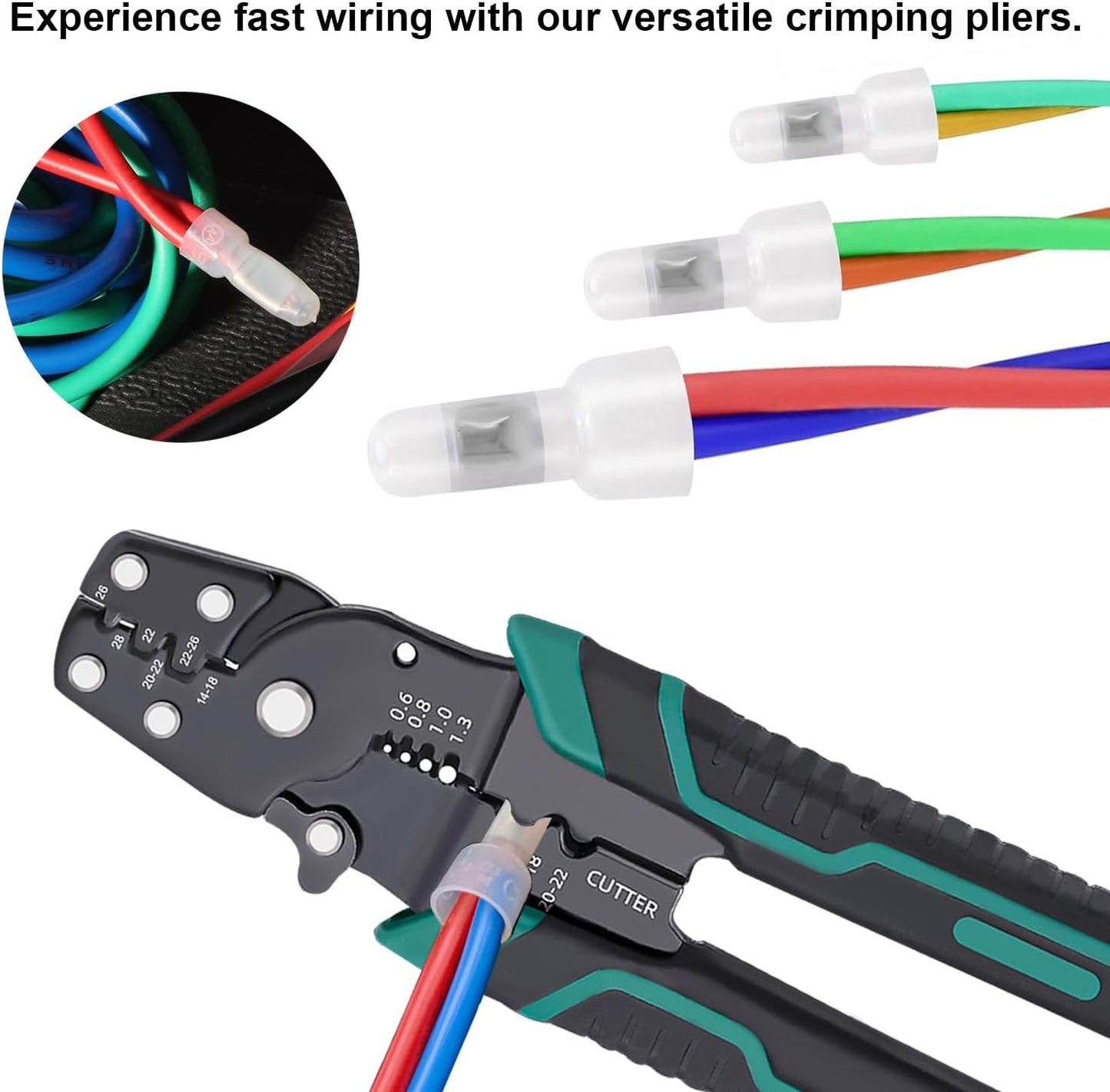 smseace 580pcs 3-Values Closed End Crimp Terminal with Wire Stripper Crimping tool 22-16/16-14/12-10AWG Wire End Caps Closed End Wire Connectors