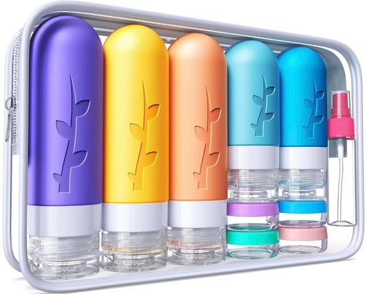 19pack Travel Bottles for Toiletries, TSA Approved Silicone Travel Size Containers for toiletries, Refillable & Leakproof Travel shampoo and conditioner bottles