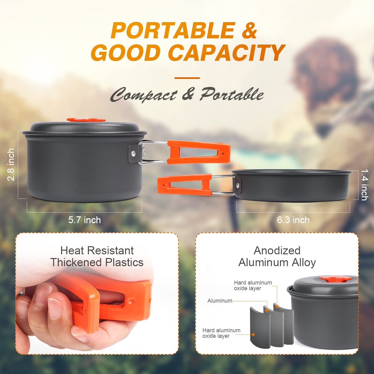 Bisgear 16pcs Camping Cookware Set - Backpacking Stove & Mess Kit - Pots, Pans & Accessories - Survival Gear