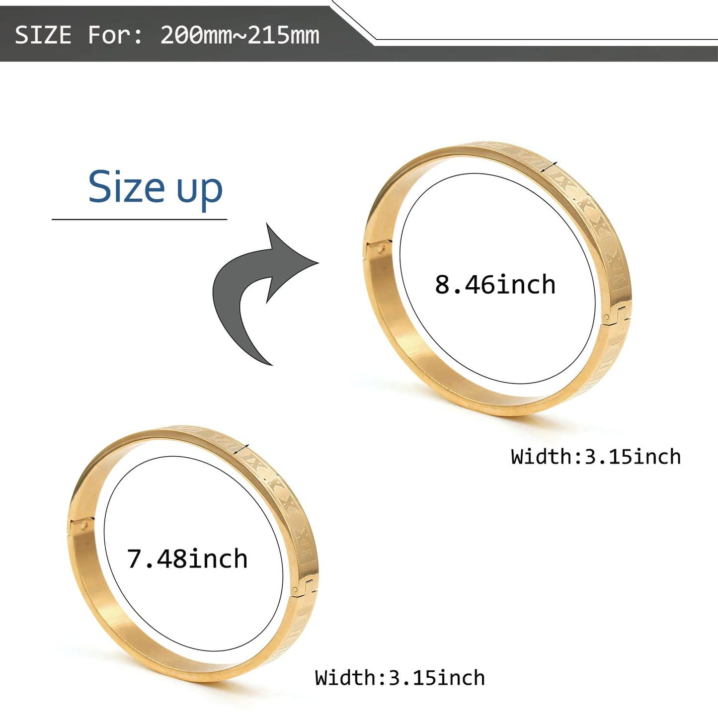 WFYOU Imperial Crown Bracelet for Men & Women, 18kt Gold Bangle, Cubic Zirconia Beads, Cross Charm, Luxury Gift (Gold-Large)