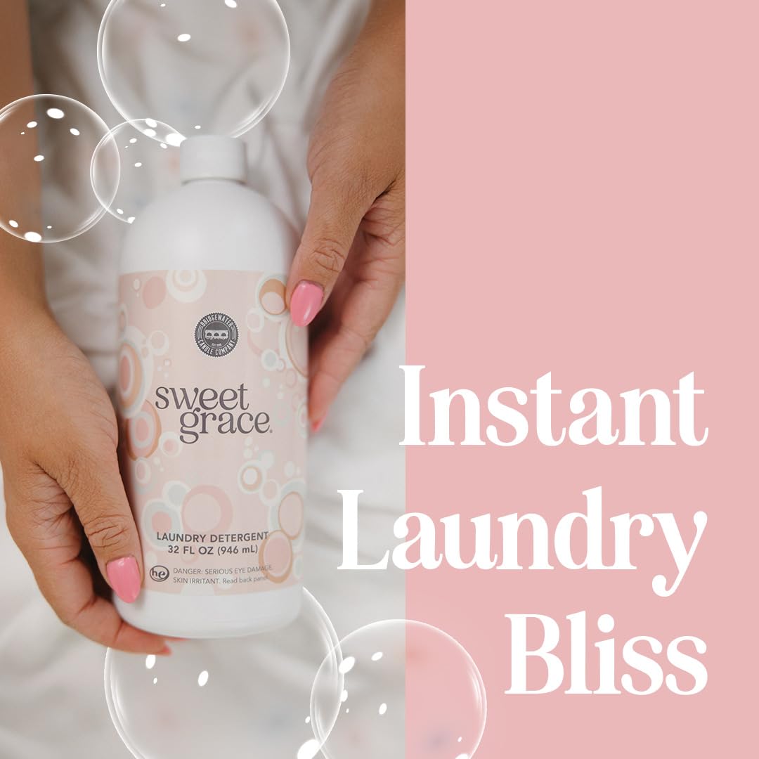 Bridgewater Candle Sweet Grace 32 oz Laundry Detergent Liquid | Highly Scented Luxury Laundry Experience | Deep Cleaning and Powerfully Fragranced