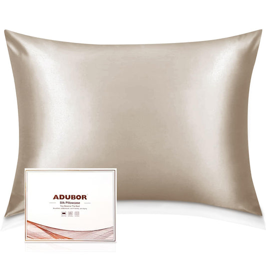 Adubor Silk Pillow Cases - 100% Pure Mulberry Silk, 23 Momme 6A Grade Fibers, 900 Thread Count, Silk Pillowcase for Hair and Skin Health, with Hidden Zipper (Standard 20''×26'', Lvory White, 1PC)