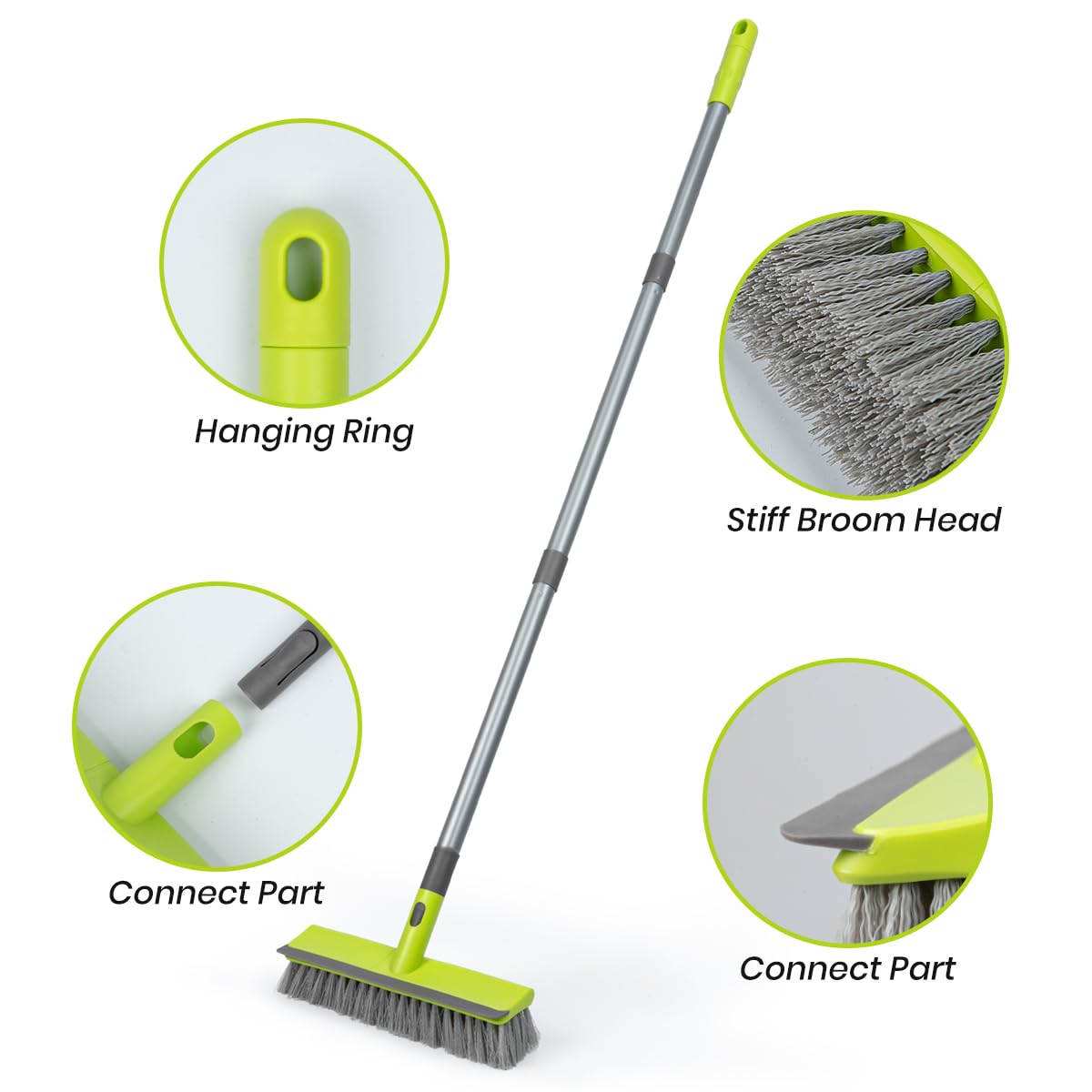 Floor Scrub Brush 57" Long Handle Scrub Brushes for Cleaning 2 in 1 Deck Brush for Cleaning Concrete, Patio, Garage, Kitchen, Carpet and Bathroom