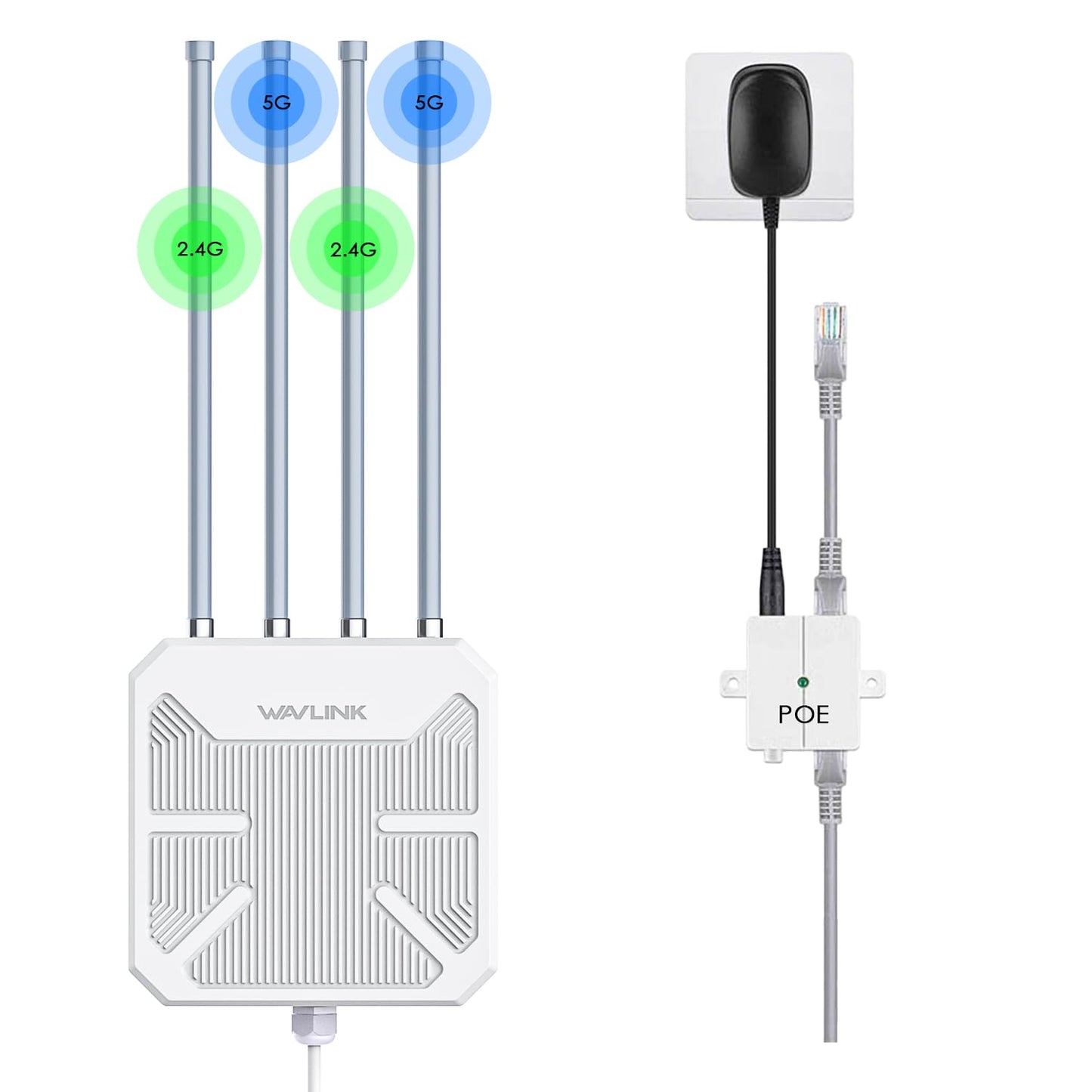 WAVLINK Outdoor WiFi 6 Mesh Router, Long Range WiFi Access Point with PoE, Waterproof IP67, WiFi Extender Signal Booster for Starlink, Outdoor, Home, Garage and Hotel