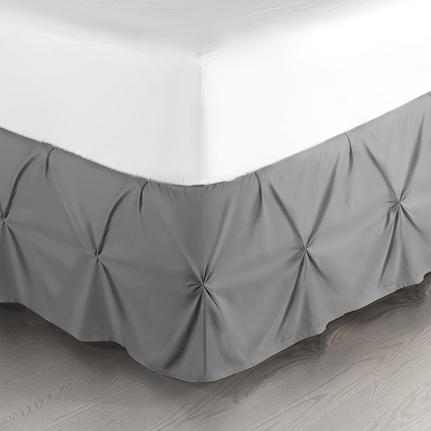 Nestl Dark Grey Bed Skirt Queen Size, Pinch Pleat Queen Bed Skirt, 14" Inch Drop Queen Bedskirt, Hotel Quality Dark Grey Bed Skirts Premium Microfiber Bedskirt for Queen Bed, Dark Grey Queen Bed Skirt