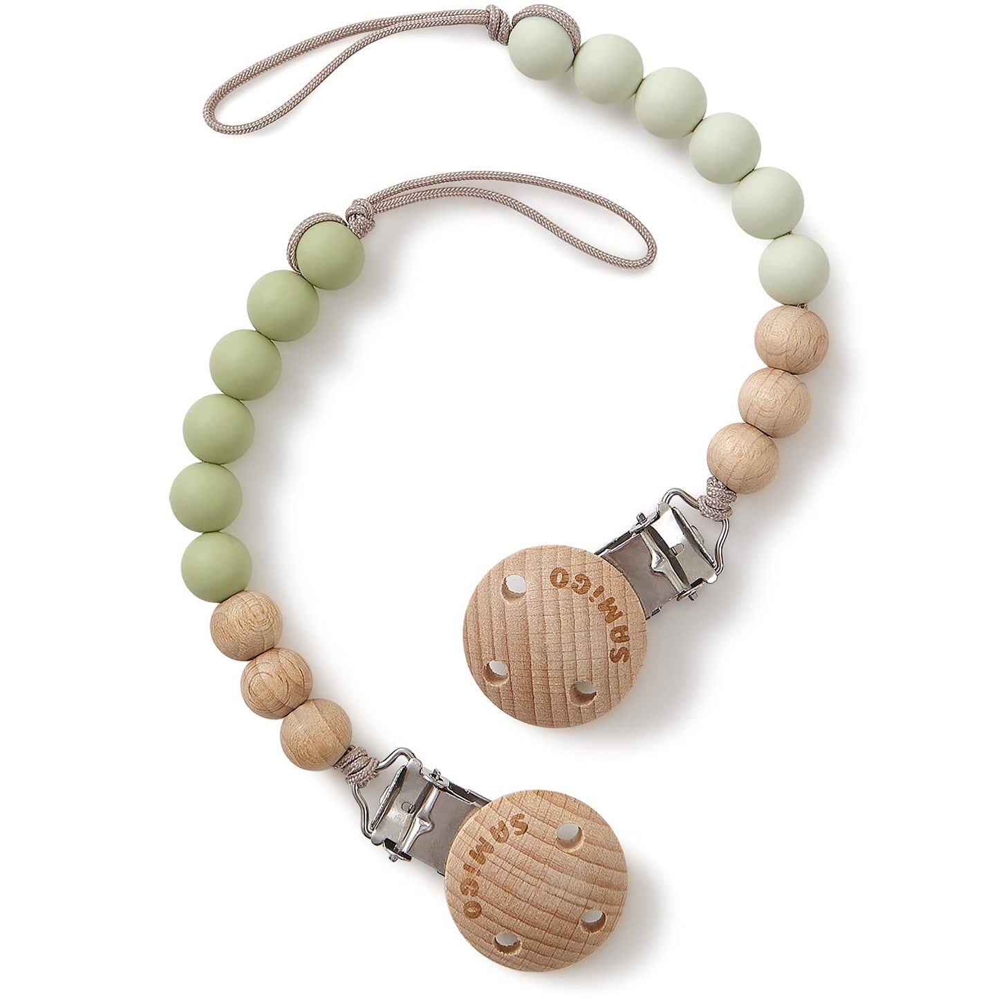 SAMiGO Pacifier Clips for Baby Girls Pacifier Holders Silicone Paci Binky Clips - 2 Pack