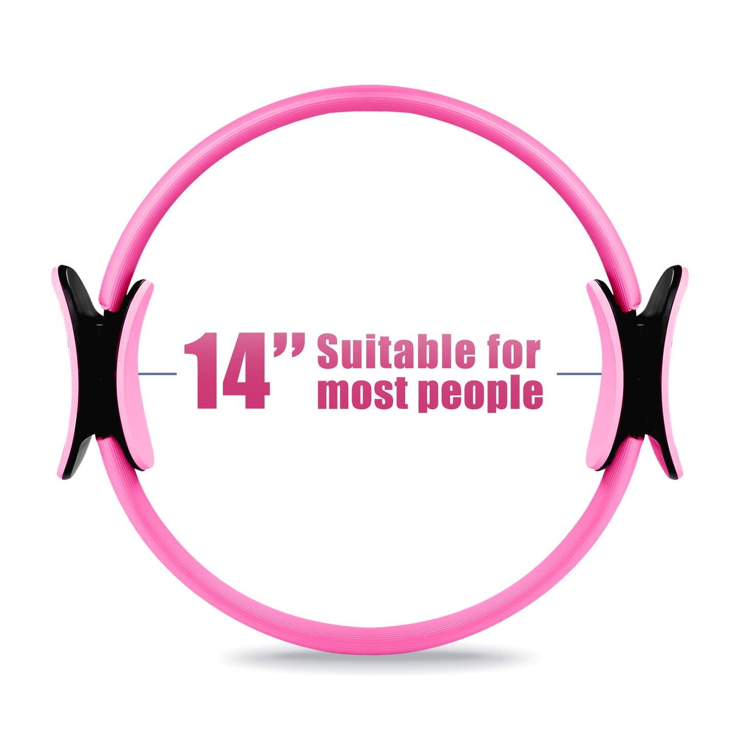 RitFit Pilates Ring Circle - 14 Inch Magic Fitness Circle for Toning Inner & Outer Thighs, Bonus Workout Guide Included (Pink)