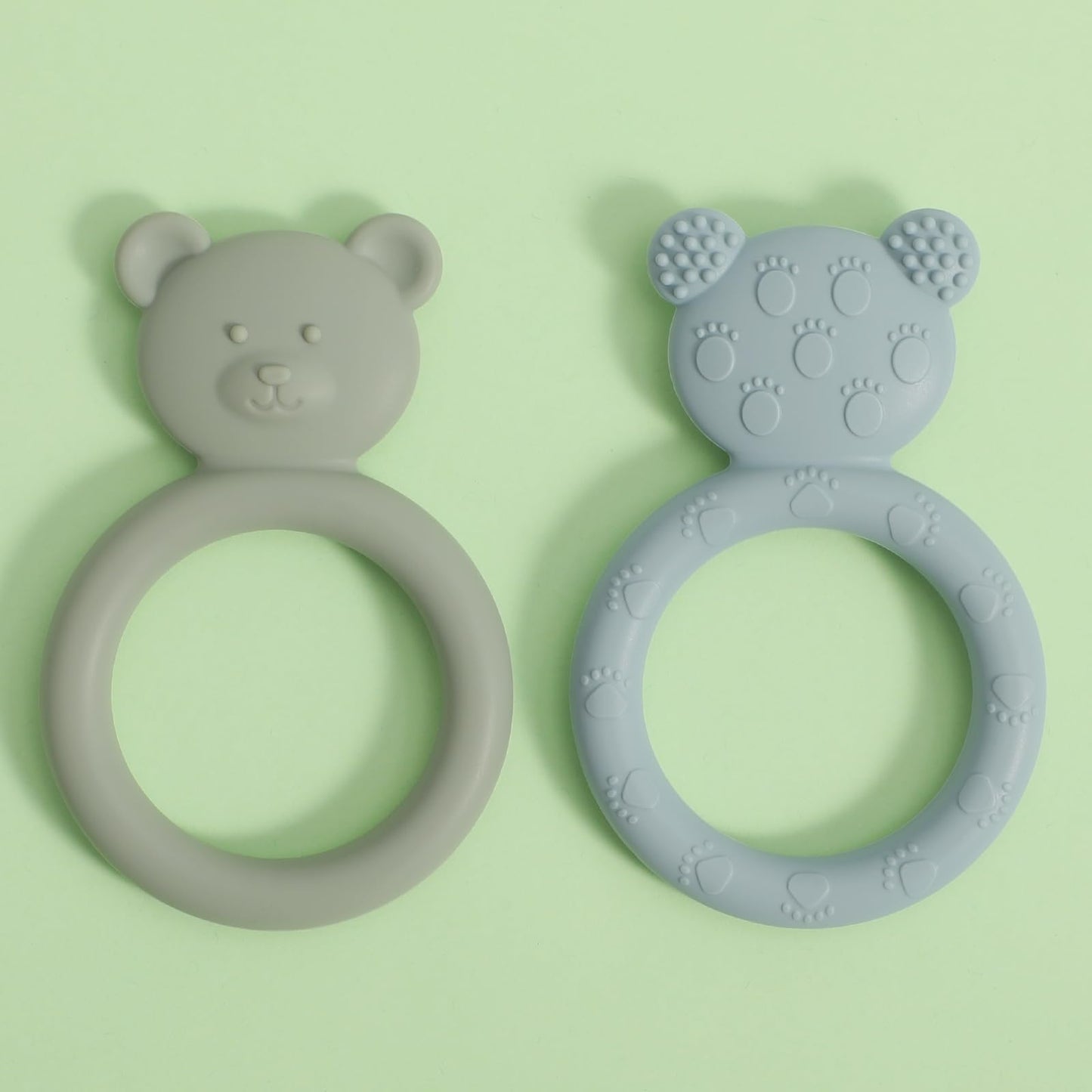 Dirbabi Silicone Baby Teether, Teething Toy Ring for Babies, Easy to Hold Design, BPA Free (Sage + Ether)