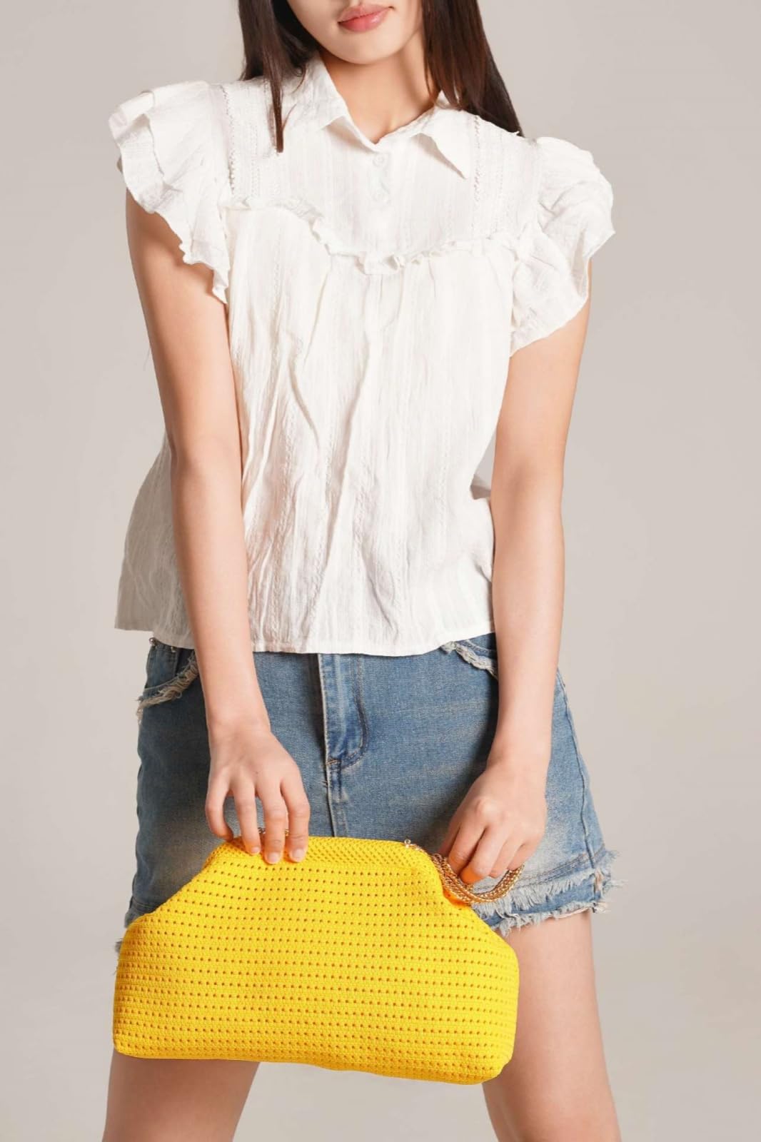 Keridean Crochet Clutch Summer Beach Purse Women 2025 Evening Handbag Woven Chain Crossbody Dumpling Knit Cloud Bag