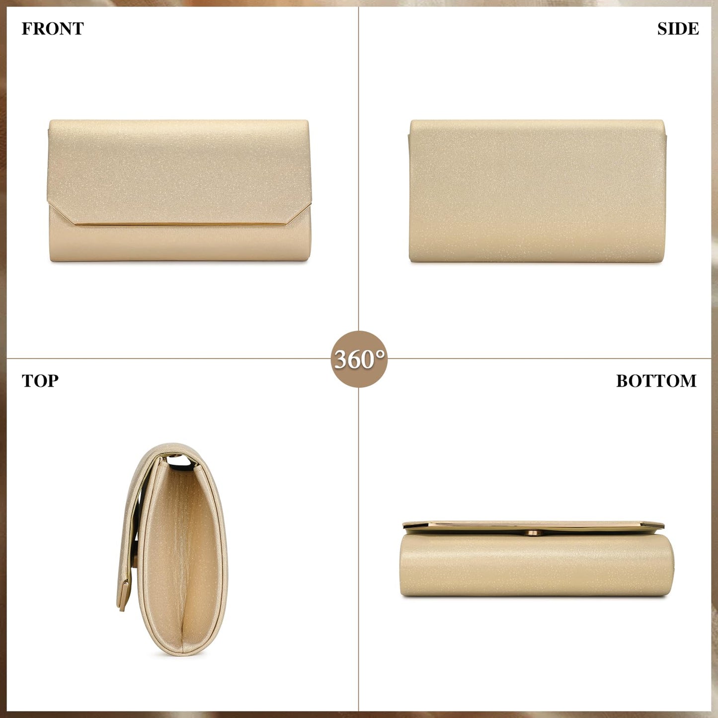 UBAYMAX Evening Bag, Clutch Purses for Women Sparkling Handbags Crossbody Bag Wedding Bag for Prom Party Wedding Engagement (Gold)