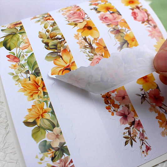 Dwpetzo Spring Notes Landscape Pre-Cut Sticker Book for Journaling, 20 Unique Sheets, Dual Materials Paper PET Stickers for Scrapbooking, Junk Journal Supplies, Planner, Collage, DIY Crafts Art