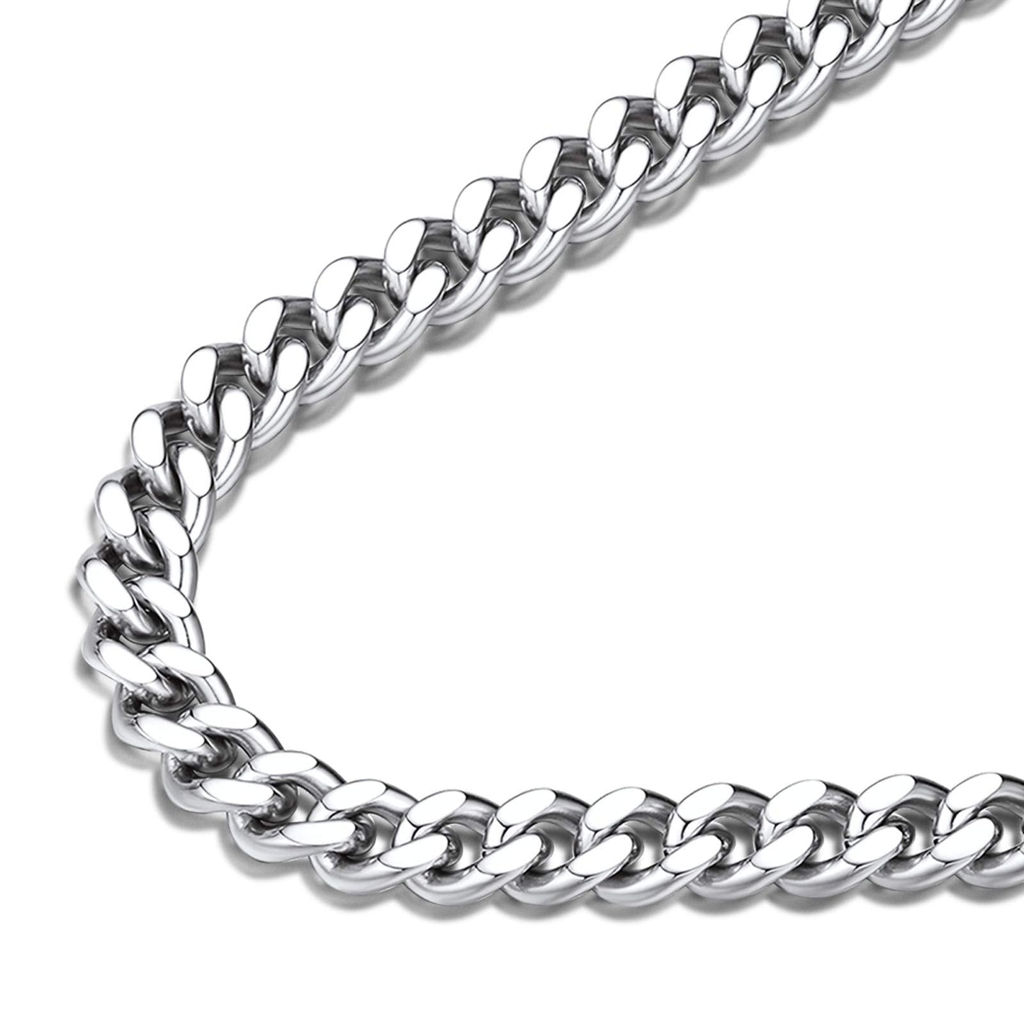 FindChic Men Curb Chain Necklace Stainless Steel Thick 7MM Link Chains for Men 14''-30'' 8 Length Options