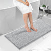 Yimobra Bathroom Rugs Non Slip Washable, Extra Soft Comfortable Bath Mat, Water Absorbent Thick Floor Mats, Shaggy Rugs for Shower Bathtubs, 24"x17", Grey&White