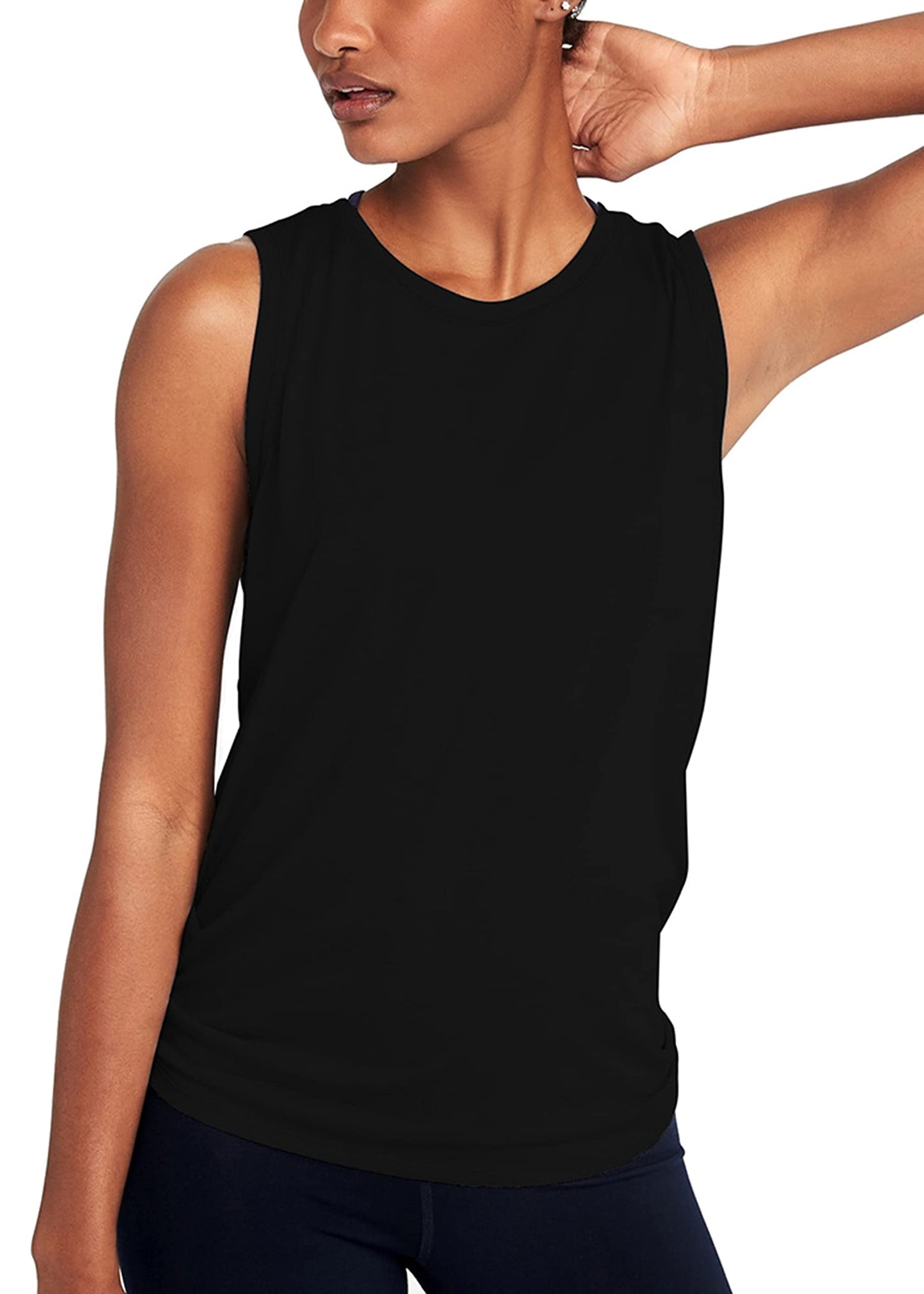 Bestisun Womens Athletic Tanks Tie Back Sports Shirts Mesh Yoga Clothing Exercise Active Tops Black L