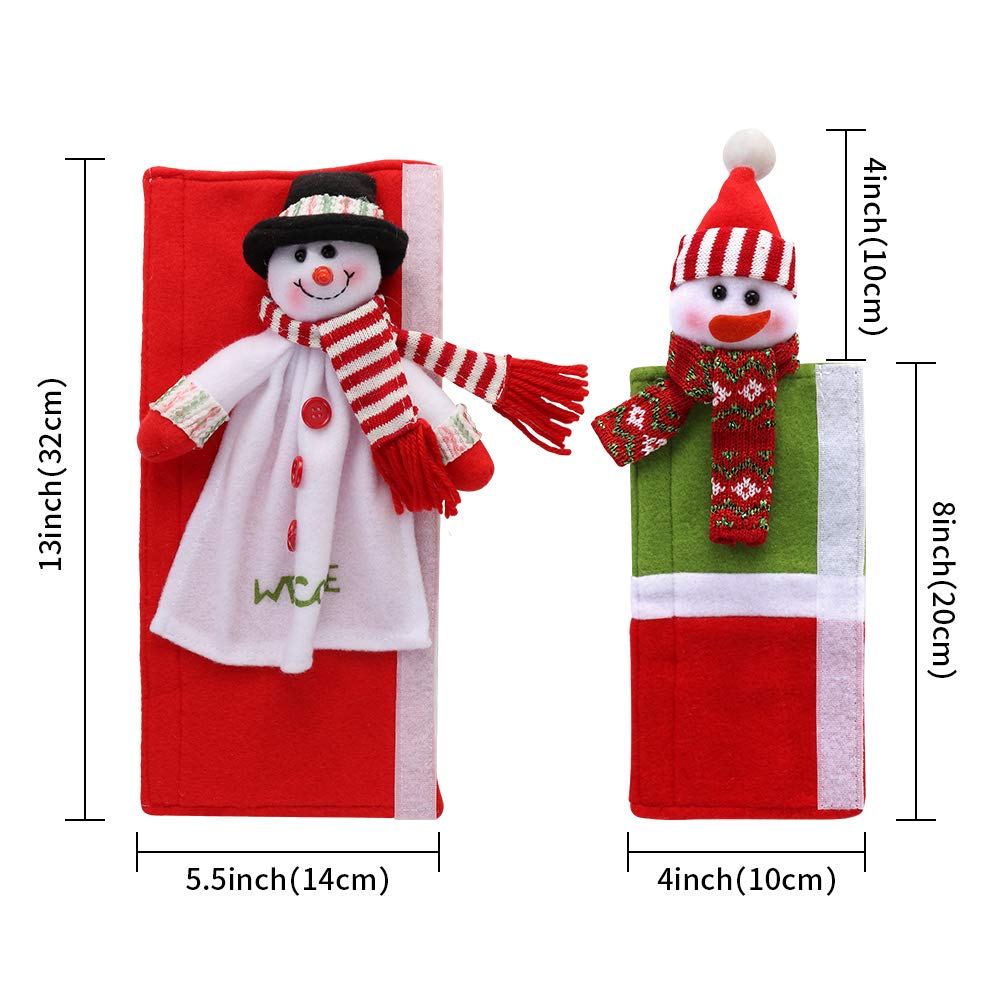 OurWarm Aytai 4pcs Christmas Fridge Handle Covers Snowman Refrigerator Door Handle Cover Kitchen Appliance for Christmas Decorations
