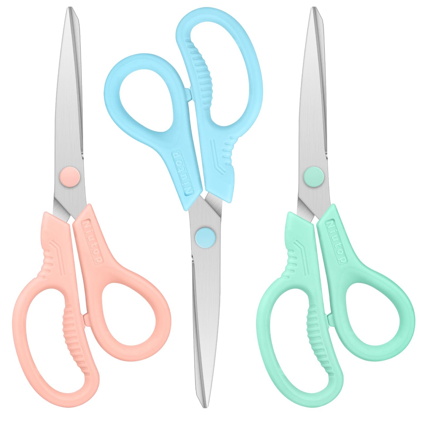 Pastel Scissors, Niutop 8" All Purpose Scissors Heavy Duty Ergonomic Comfort Grip Shears Sharp Scissors for Office Home Household Sewing High/Middle School Students Teacher Art Craft DIY Supplies