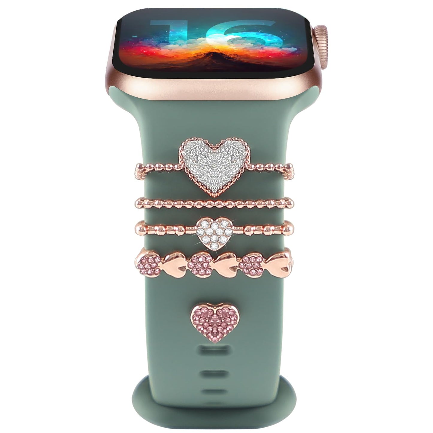 ALMNVO Bling Diamond Charms for Apple Watch Bands Charms 46mm 45mm 44mm 42mm 41mm 40mm 38mm 49mm,Sparkle Metal Sliding Decorative Rings Bracelet for iWatch Ultra/2 Series 10 9 8 7 se 6 5 4 3 Women