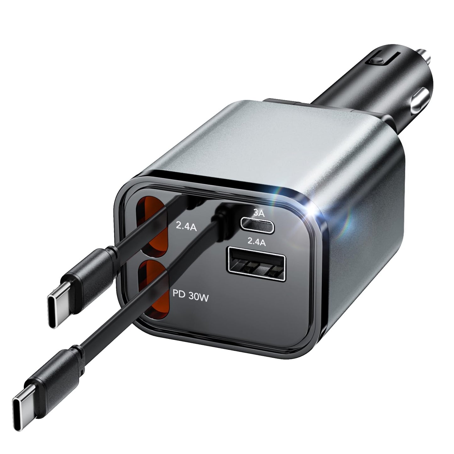 Upgraded Retractable Car Charger Adapter,4 in 1 Fast Charging Car Phone Charger,69W USB C Car Truck Accessories,Road Trip Essentials Gift for Men Women for iPhone 16/15/14/13/12/11,Galaxy,Pixel