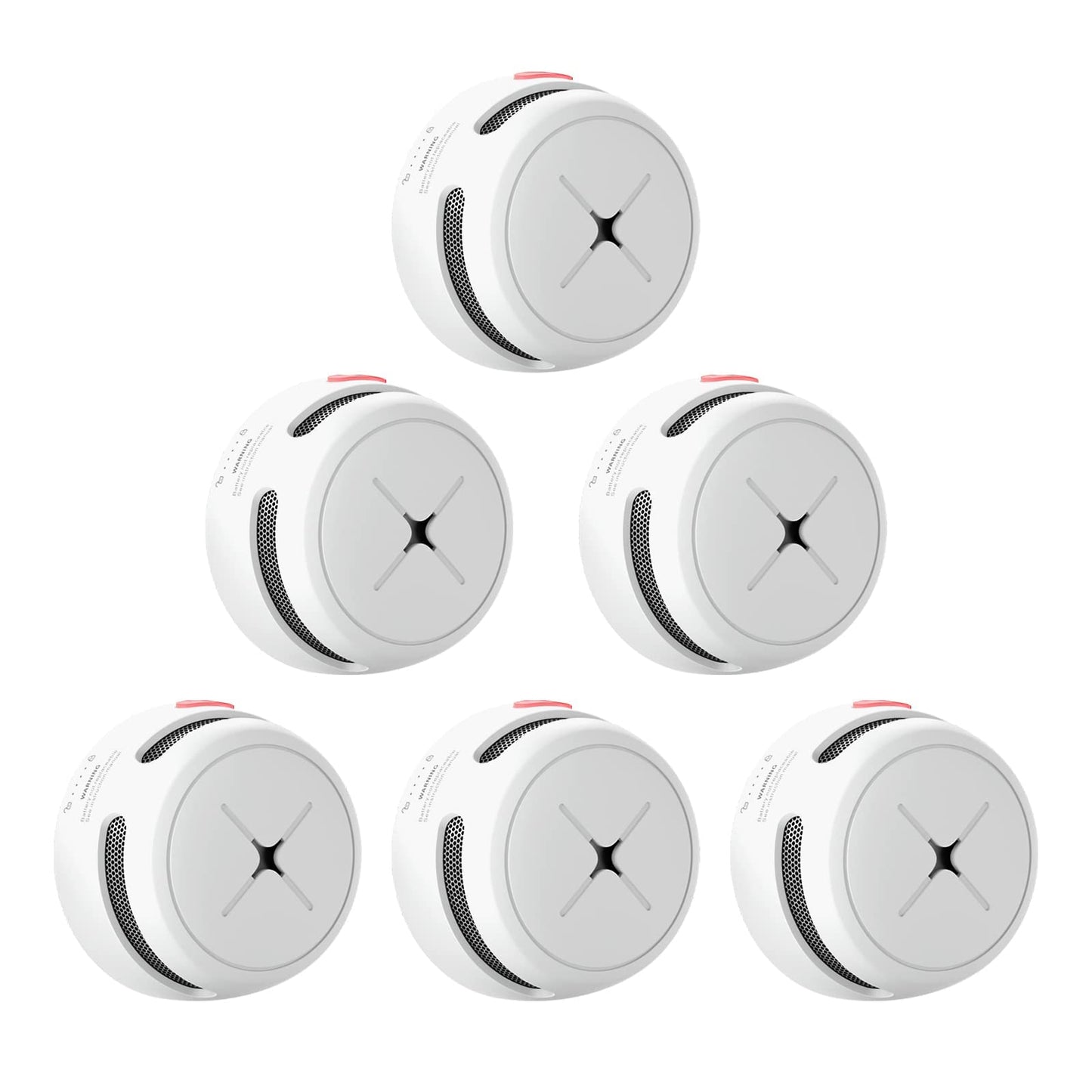 AEGISLINK Smoke Alarm 10-Year Battery with Test/Silence Button, Fire Alarm with Photoelectric Sensor, Low Battery Warning, S500 (Independent, 6-Pack)