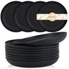 Wrova Wheat Straw Plates - 8 Inch Unbreakable Dinner Plates Set of 8 - Dishwasher & Microwave Safe Plastic Plates Reusable - Lightweight Plates for kitchen,R.V (pure black)