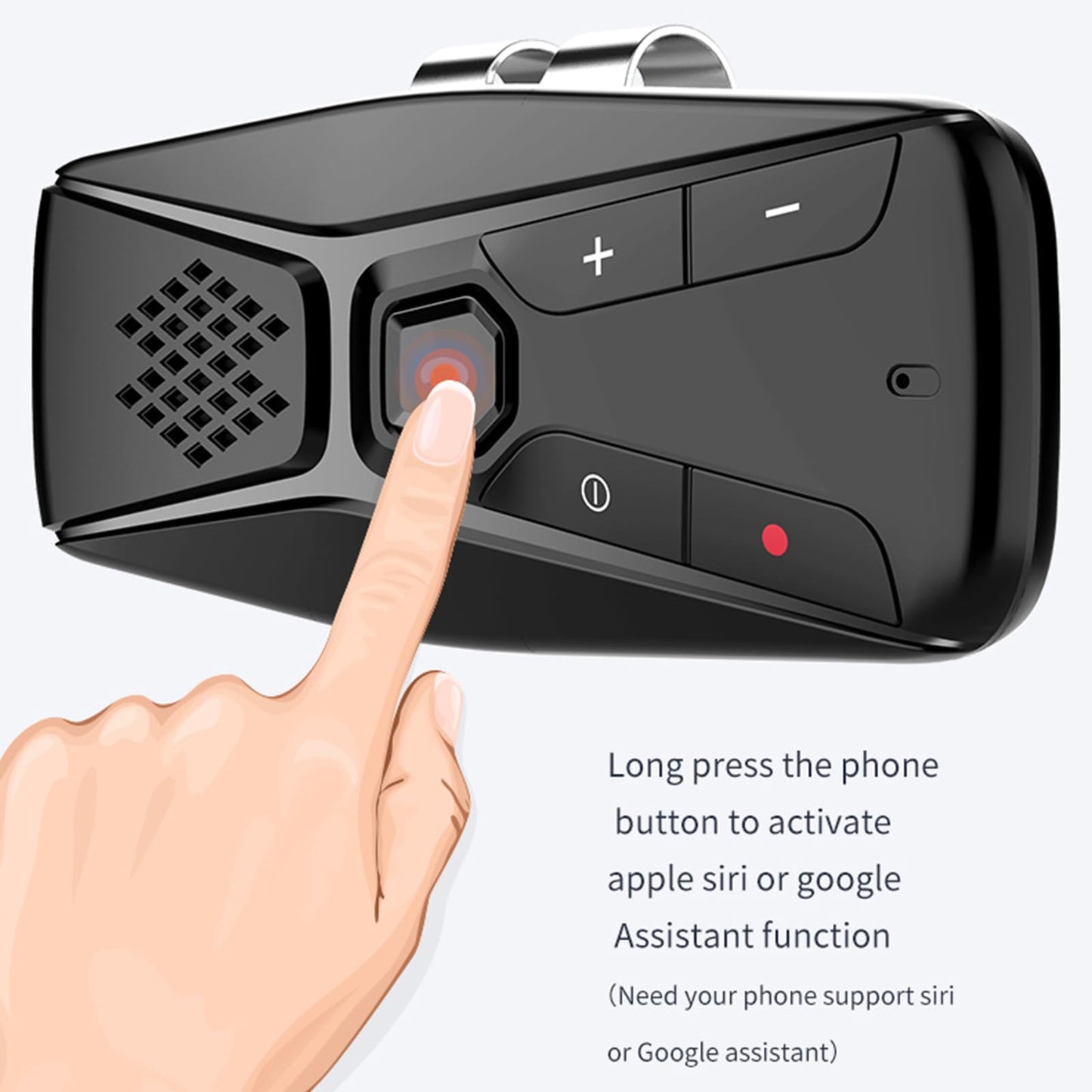 Docooler Car Bluetooth Speaker for Cell Phone, Portable Bluetooth Handsfree Car Kit Wireless in Car, in-Car Sun Visor Mounted Speakerphone with Visor Clip & Mic - Black