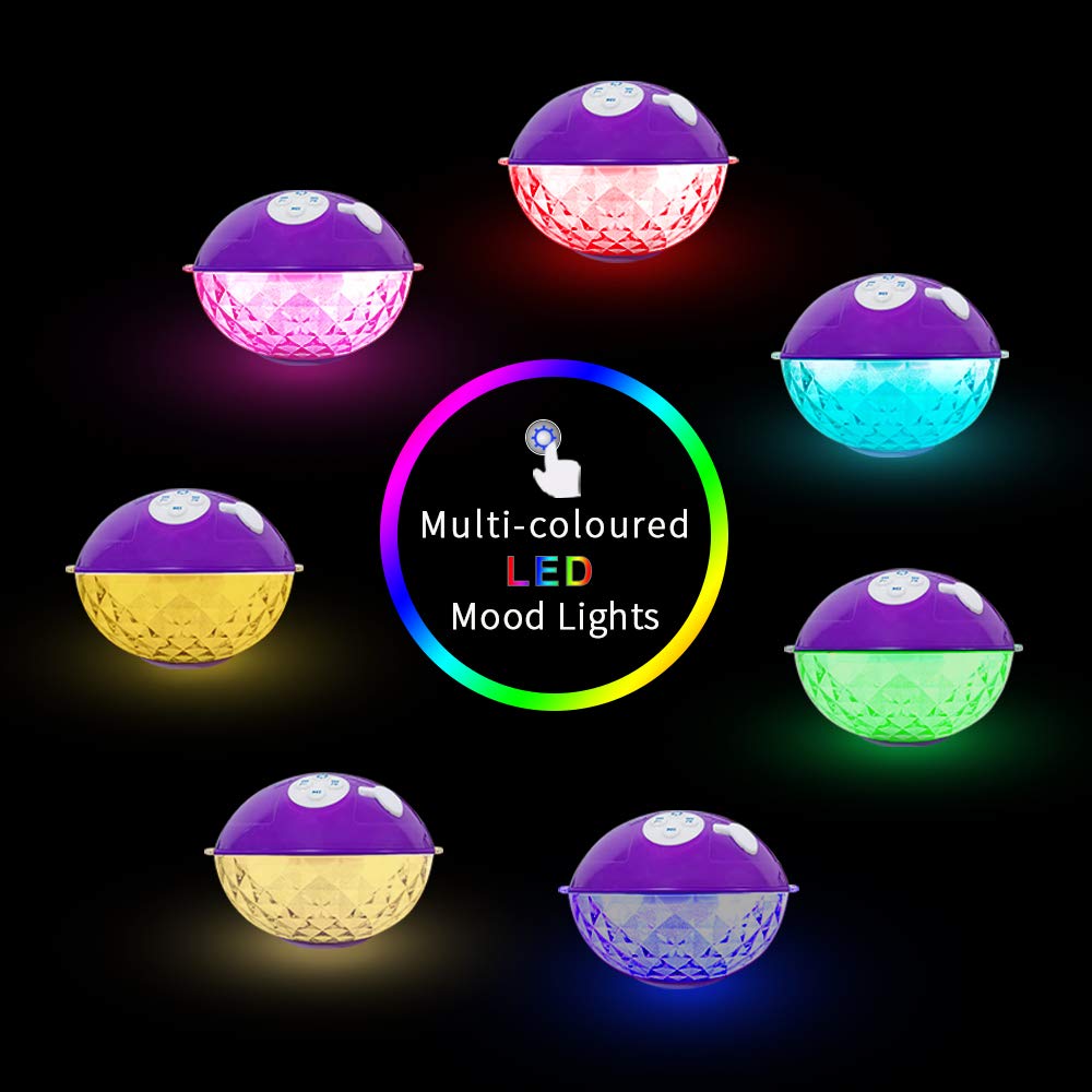Blufree Floating Pool Speakers with Colorful Lights, Bluetooth Wireless Pool Speaker Floatable IP68 Waterproof, Built-in Mic & Crystal Clear Sound Bluetooth Hot Tub Speaker for Pool Party Outdoors
