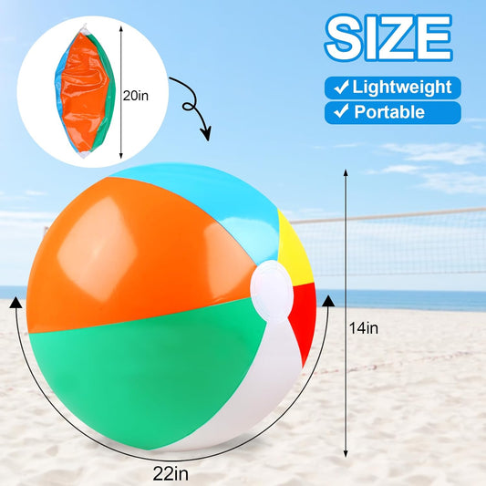 2 Pack Beach Balls, 20 Inch Beach Balls for Kids, Rainbow Color Pool Toys Pool Balls for Swimming Pool, Beach Toys Inflatable Ball for Summer Parties and Water Games