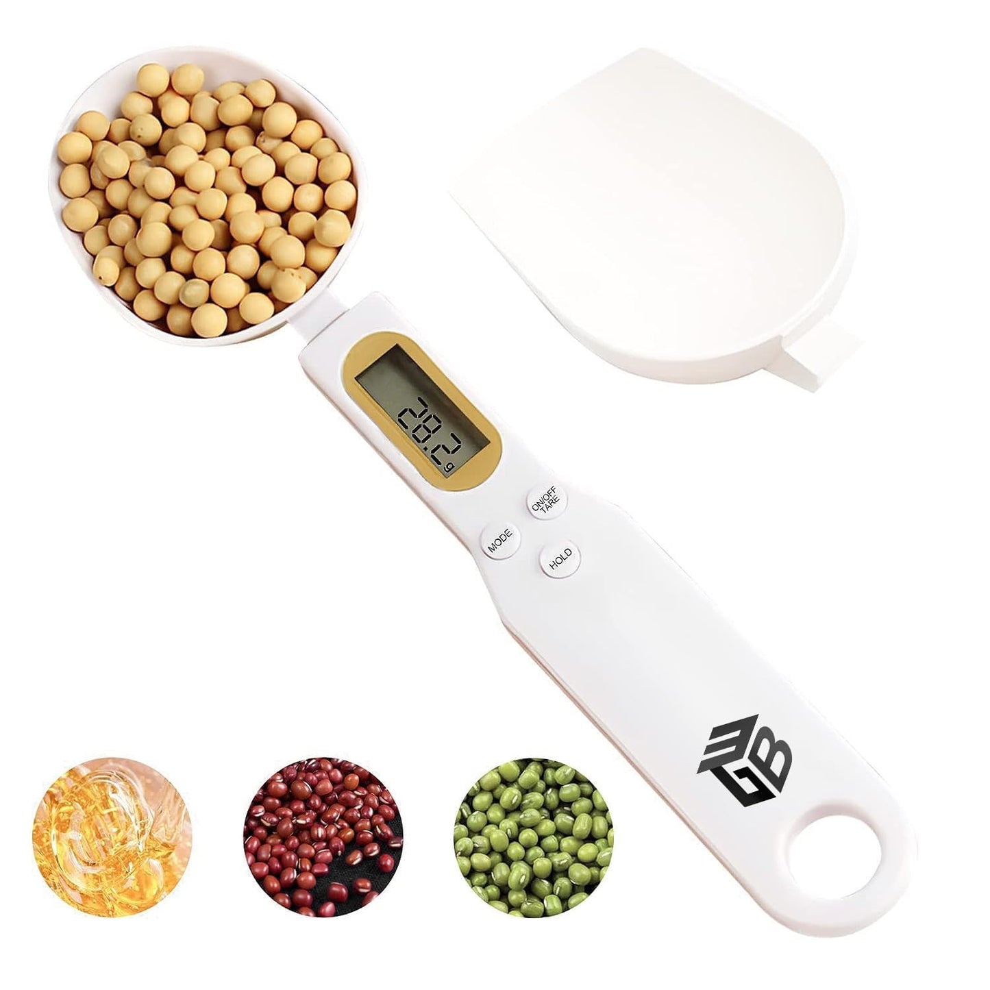 3T6B Digital Spoon Scale Electronic Measuring Spoon with 2 Replaceable Spoons, Food Coffee Weigh Scale High Precision for Home 500/0.1g, Digital Food Spoon Scale, Kitchen Scales with LCD Display