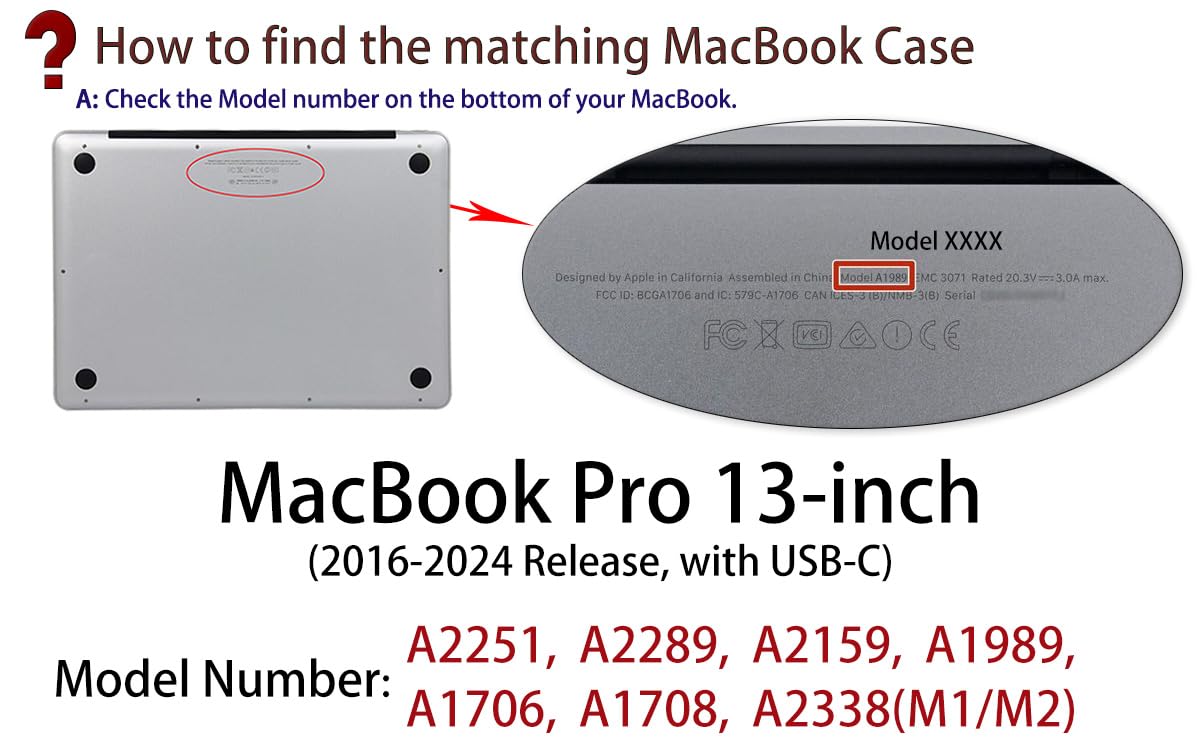 UESWILL Compatible with MacBook Pro 13 inch Case 2025, 2024, 2023, 2022-2016 M2 M1 A2338 A2289 A2159 A2251 A1989 A1708 A1706 with Touch Bar & USB-C, Matte Hard Shell Case Cover, Black