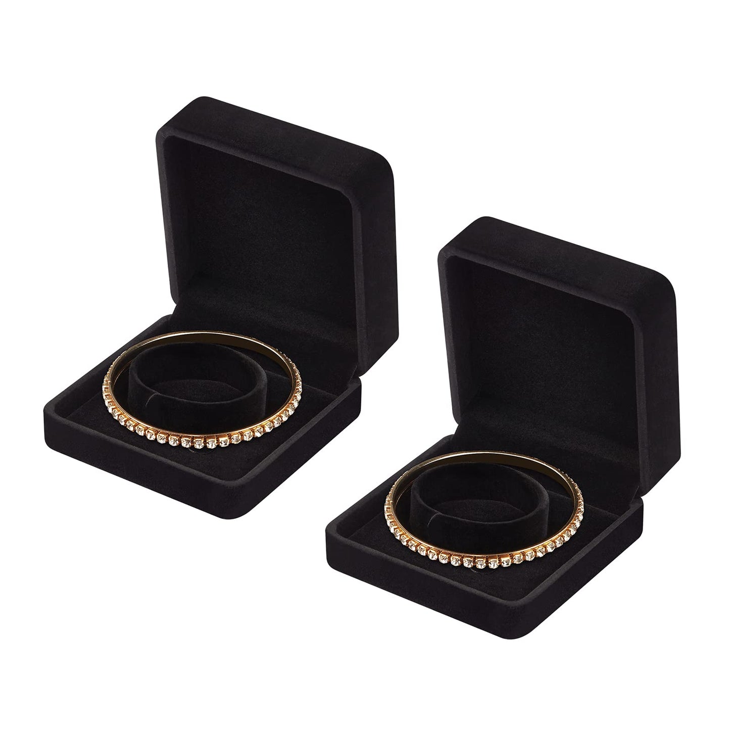 LETURE 2 Pieces Velvet Bracelet Boxes for Jewelry Gift, Classic Jewelry Box Storage Case Organizer Holder for Wedding, Engagement, Proposal, Birthday and Anniversary (Black)