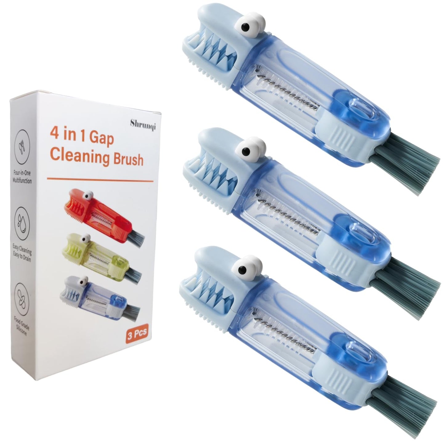 4-in-1 Bottle Cleaning Brush Set, Multifunction Silicone Cup Lid Gap Cleaner, Home Kitchen Crevice Cleaning Tools, 3 Pcs, Multicolor