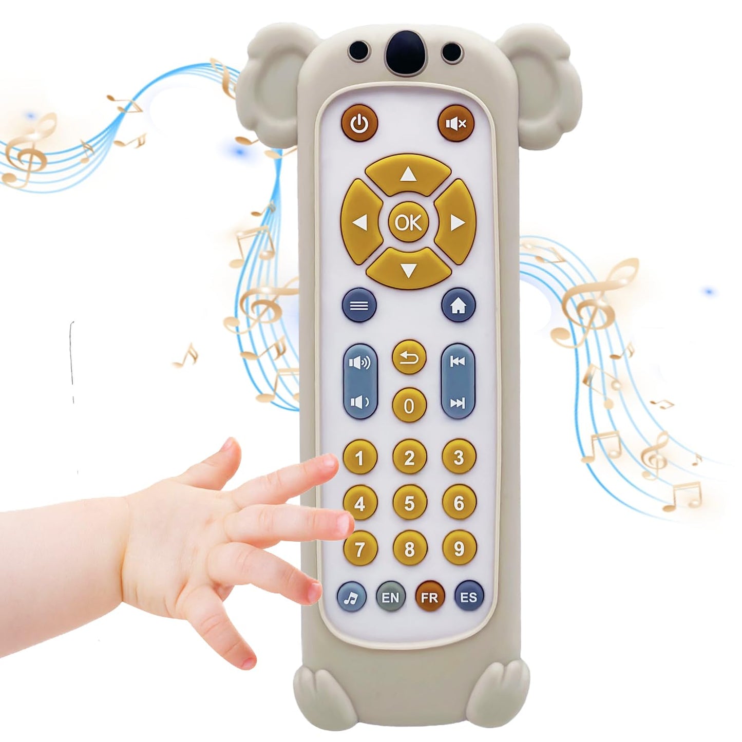 Soft Silicone Musical Teething Toys for Toddlers, Babies, Boys, Girls, 6-12 Months Baby Remote Control Shape Molar Teether Chew Toys Set Gift (Giraffe)