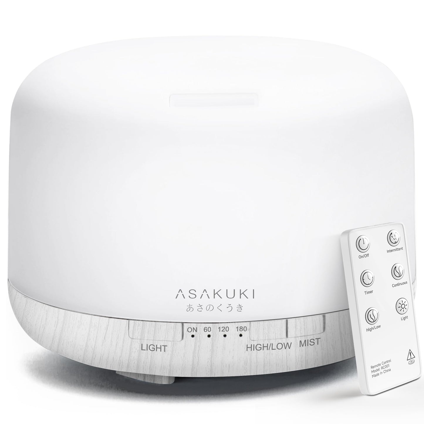 ASAKUKI 500ml Premium, Essential Oil Diffuser with Remote Control, 5 in 1 Ultrasonic Aromatherapy Fragrant Oil Humidifier Vaporizer, Timer and Auto-Off Switch Brown