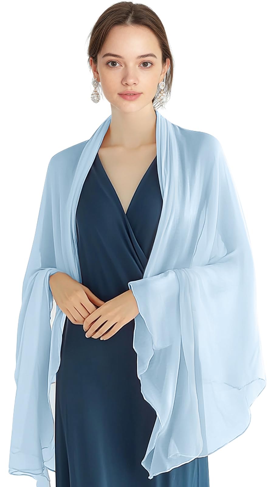 P Pothuiny Women Chiffon Sheer Shawl Wraps for Evening Dresses, 79"x24" Lightweight Soft Chiffon Scarfs Wedding Party Bridal