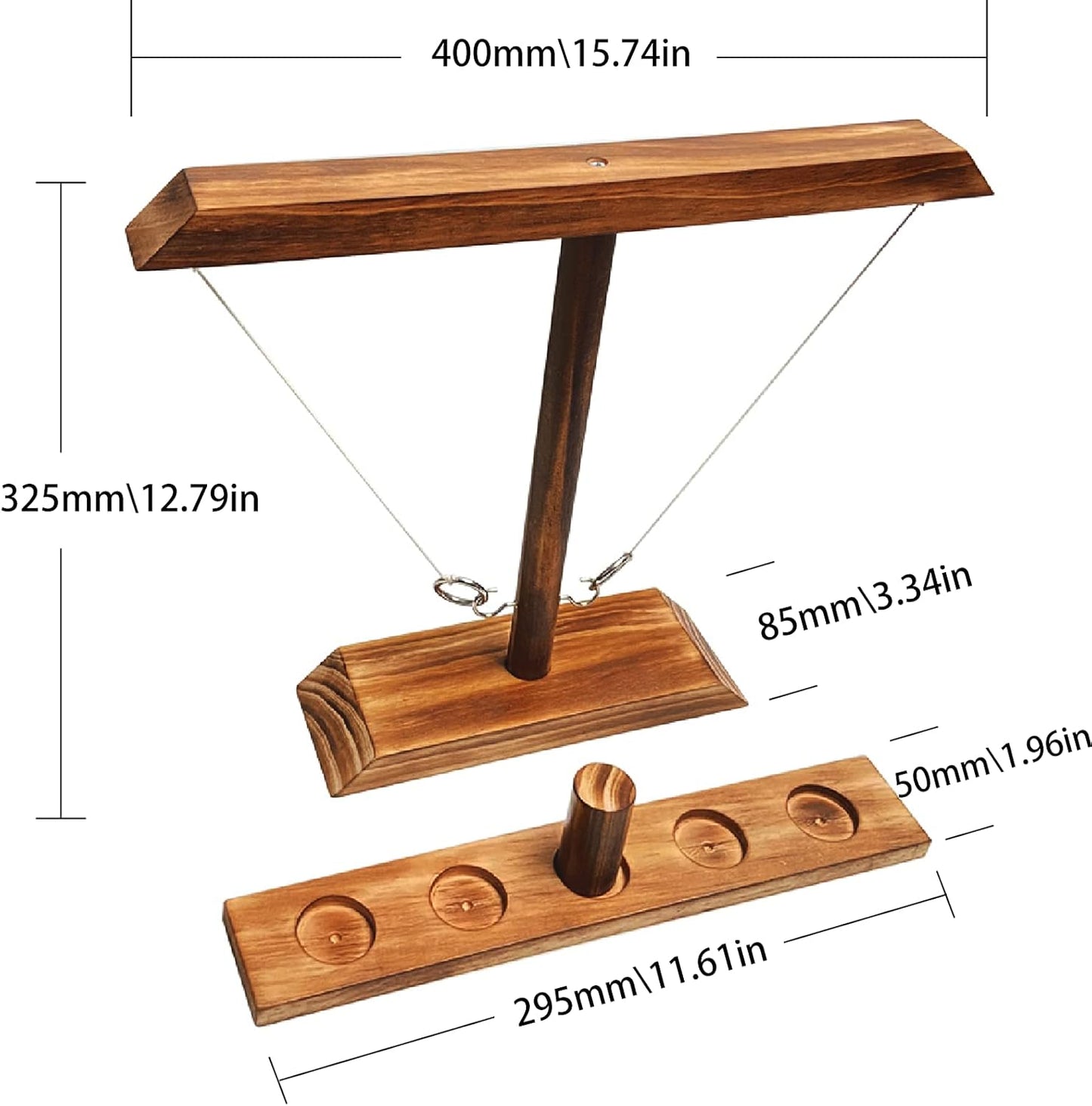 Ring Toss Games for Adults, Fast-Paced Interactive Toss Games with Shot Ladder Bundle, Outdoor Indoor Handmade Wooden Hook and Ring Game for Bars, Home, Large